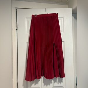 Elegant Red Pleated Skirt